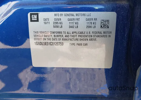 2012 Cadillac Cts Performance Collection z USA, uszkodzony, nr VIN 1G6DL5E31C0120759